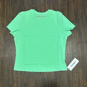 Gemgru Lime Green Short Sleeve Athletic Shirt Cropped To Waist Size XL